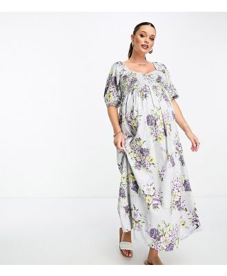 ASOS DESIGN Maternity cotton shirred midi dress in floral print-Multi