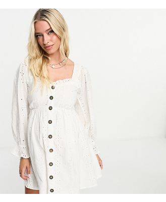 ASOS DESIGN Maternity exclusive broderie square neck button through dress in white