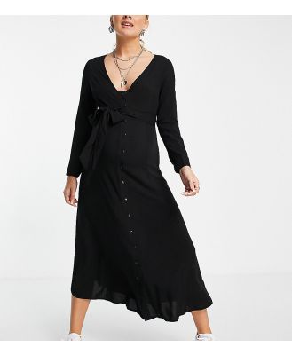 ASOS DESIGN Maternity Exclusive tie waist button through midi dress in black