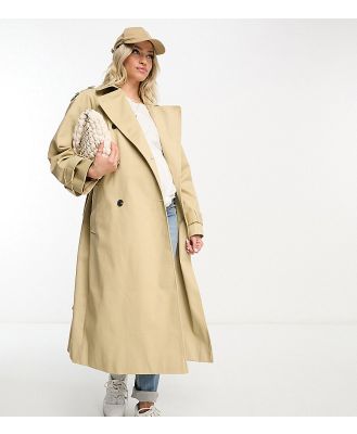 ASOS DESIGN Maternity longline trench coat in stone-Brown