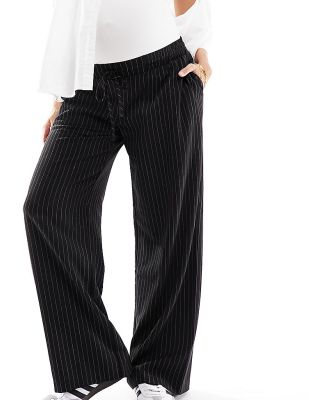 ASOS DESIGN Maternity pull on pants in black with white stripe