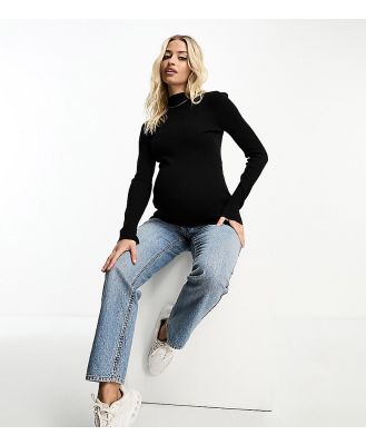 ASOS DESIGN Maternity rib jumper with grown on neck in black