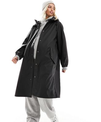 ASOS DESIGN Maternity rubberised rain coat in black