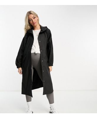 ASOS DESIGN Maternity rubberised rain parka coat in black