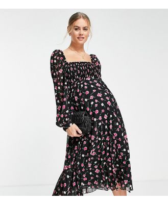 ASOS DESIGN Maternity square-neck pleated midi dress in floral print-Multi