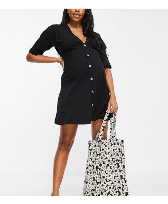ASOS DESIGN Maternity tea dress with horn buttons in black