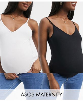 ASOS DESIGN Maternity ultimate cami with v-neck in 2 pack-Multi