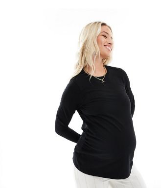 ASOS DESIGN Maternity ultimate slim fit t-shirt with long sleeves in cotton in black