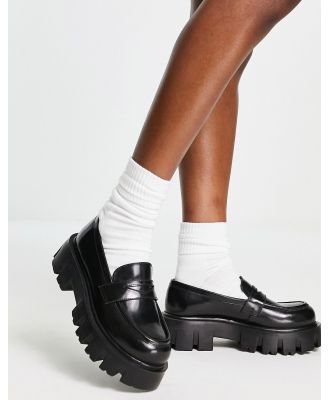 ASOS DESIGN Max leather chunky loafers in black