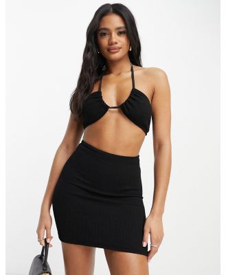 ASOS DESIGN mix and match crinkle high waist tube skirt with ruched back in black