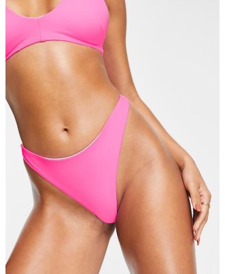 ASOS DESIGN mix and match high leg thong bikini bottoms in bright pink