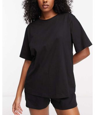 ASOS DESIGN mix & match cotton oversized pyjama tee in black