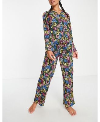 ASOS DESIGN mix & match modal ditsy floral pyjama pants in black