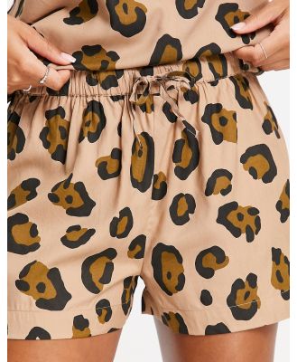 ASOS DESIGN mix & match modal leopard print pyjama shorts in brown