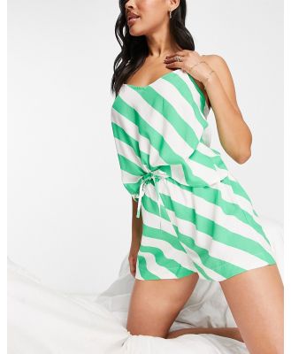 ASOS DESIGN mix & match modal stripe pyjama cami in green & white-Multi