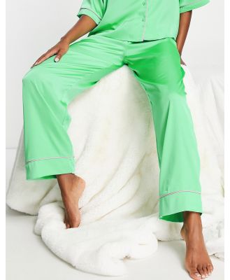 ASOS DESIGN mix & match satin pyjama pants with contrast piping in green