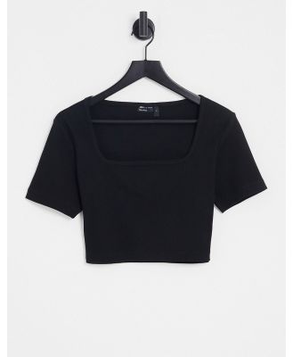 ASOS DESIGN muscle fit crop top with square neck in black rib