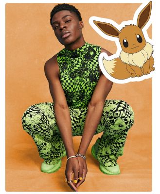 ASOS DESIGN muscle fit cropped singlet with Pokemon all over prints-Multi