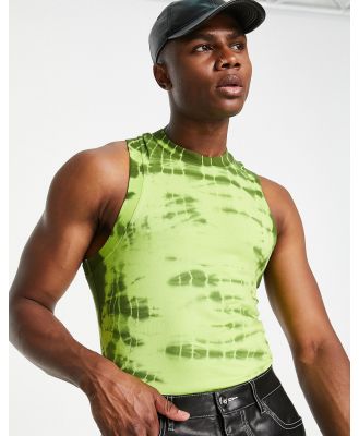 ASOS DESIGN muscle fit racer singlet in green tie dye