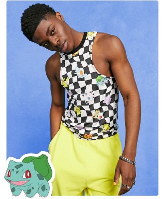 ASOS DESIGN muscle fit singlet with Pokemon all over prints-Multi