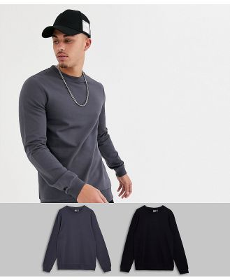 ASOS DESIGN muscle sweatshirt 2 pack black / washed black-Multi