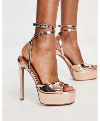 ASOS DESIGN Nation stiletto platform heeled sandals in rose gold