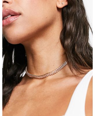 ASOS DESIGN necklace with cubic zirconia crystal design in gold tone