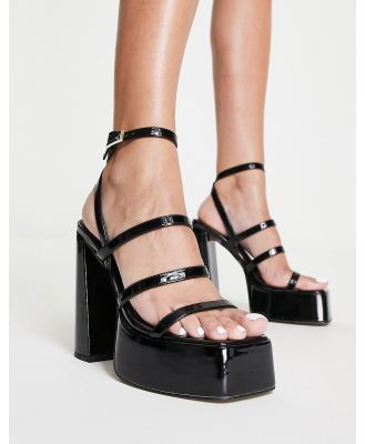 ASOS DESIGN Nighty triple strap platform heeled sandals in black