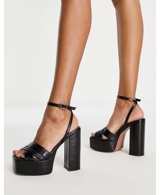 ASOS DESIGN Nocturnal platform high heeled sandals in black