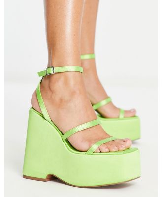 ASOS DESIGN Number high wedge mules in lime-Green