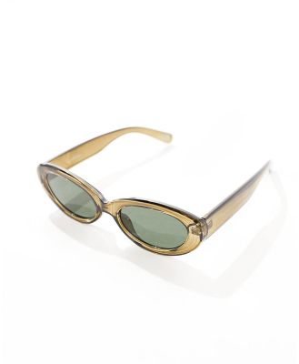 ASOS DESIGN oval sunglasses in crystal green