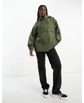 ASOS DESIGN overhead rain jacket in khaki-Green