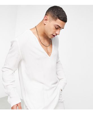 ASOS DESIGN overhead shirt in crinkle viscose in white
