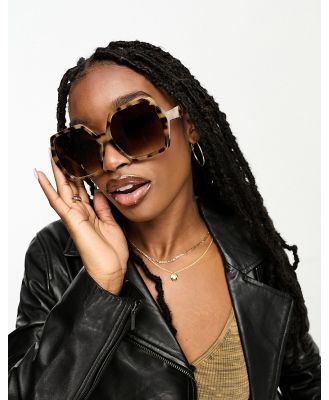 ASOS DESIGN oversized 70s sunglasses in milky tort-Brown