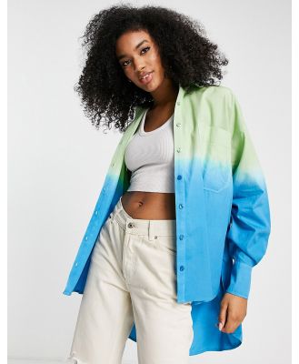 ASOS DESIGN oversized dad shirt in blue & green ombre-Multi