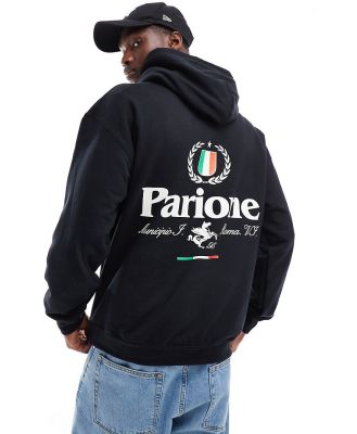 ASOS DESIGN oversized hoodie with italia print in black
