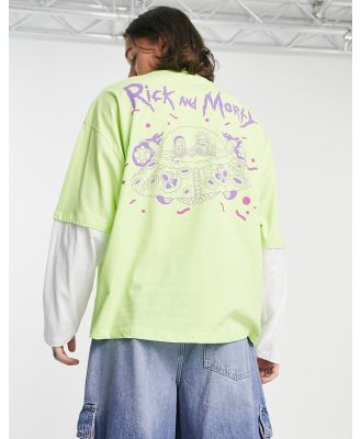 ASOS DESIGN oversized long sleeve t-shirt with Rick and Morty print in green