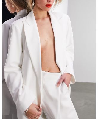 ASOS DESIGN oversized longline wedding blazer in ivory-White