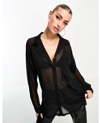 ASOS DESIGN oversized mesh shirt in black - BLACK