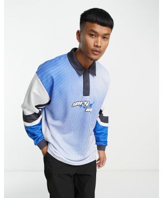 ASOS DESIGN oversized polo sweatshirt in sports all-over print-Blue