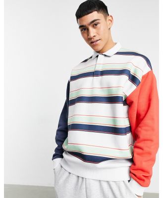 ASOS DESIGN oversized polo sweatshirt with all over stripes-Multi