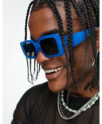 ASOS DESIGN oversized rectangle sunglasses with smoke lens in cobalt-Blue
