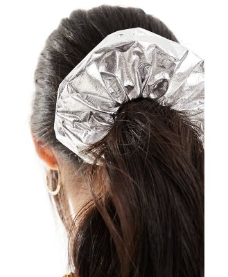 ASOS DESIGN oversized scrunchie in silver