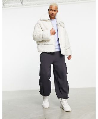 ASOS DESIGN oversized shearling jacket in off white