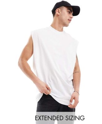 ASOS DESIGN oversized singlet with dropped armholes in white