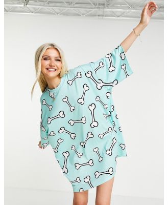 ASOS DESIGN oversized t-shirt dress with all over print bone print-Multi