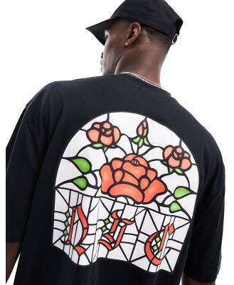 ASOS DESIGN oversized t-shirt in black with stained-glass back print