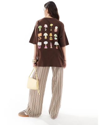 ASOS DESIGN oversized t-shirt with 70s lamp graphic in brown