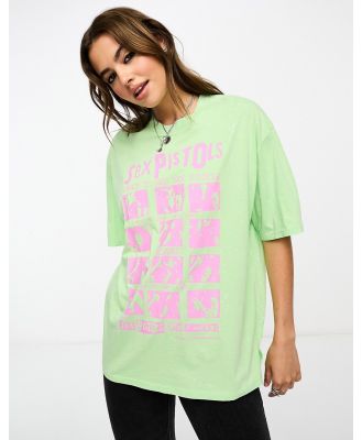 ASOS DESIGN oversized t-shirt with bright Sex Pistols licence graphic in green