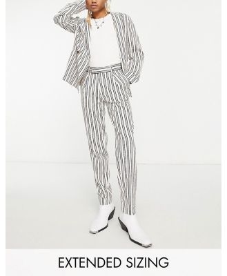 ASOS DESIGN oversized tapered suit pants in off white and navy stripe
